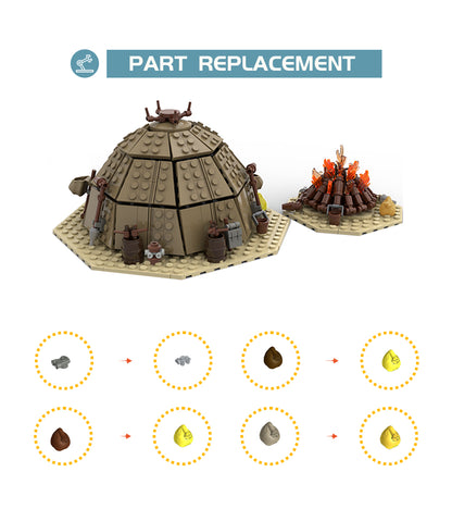 MOC Star Wars Tusken Raider Urtya Tent - Campfire building blocks series bricks set