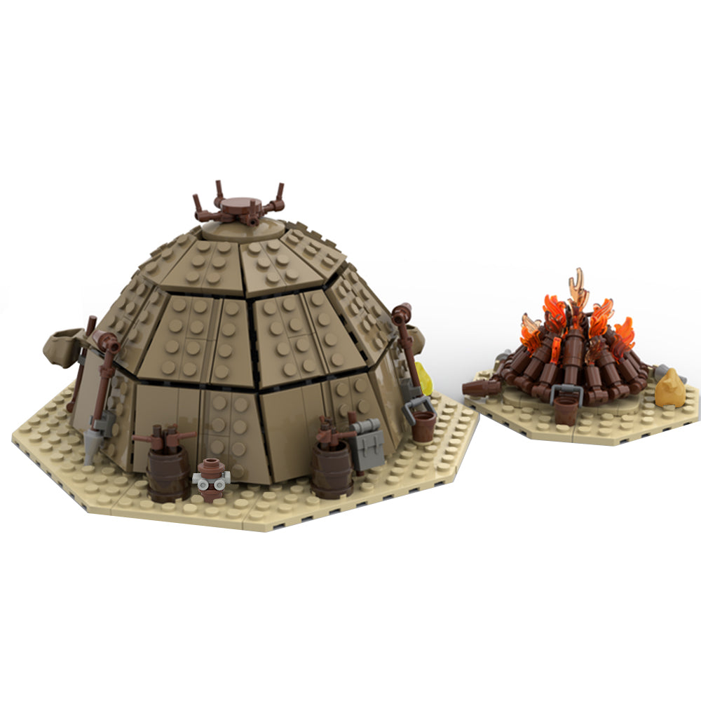 MOC Star Wars Tusken Raider Urtya Tent - Campfire building blocks series bricks set