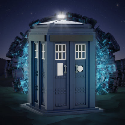 MOC Doctor Who Tardis Time and Relative Dimension in Space building blocks set with compatible bricks