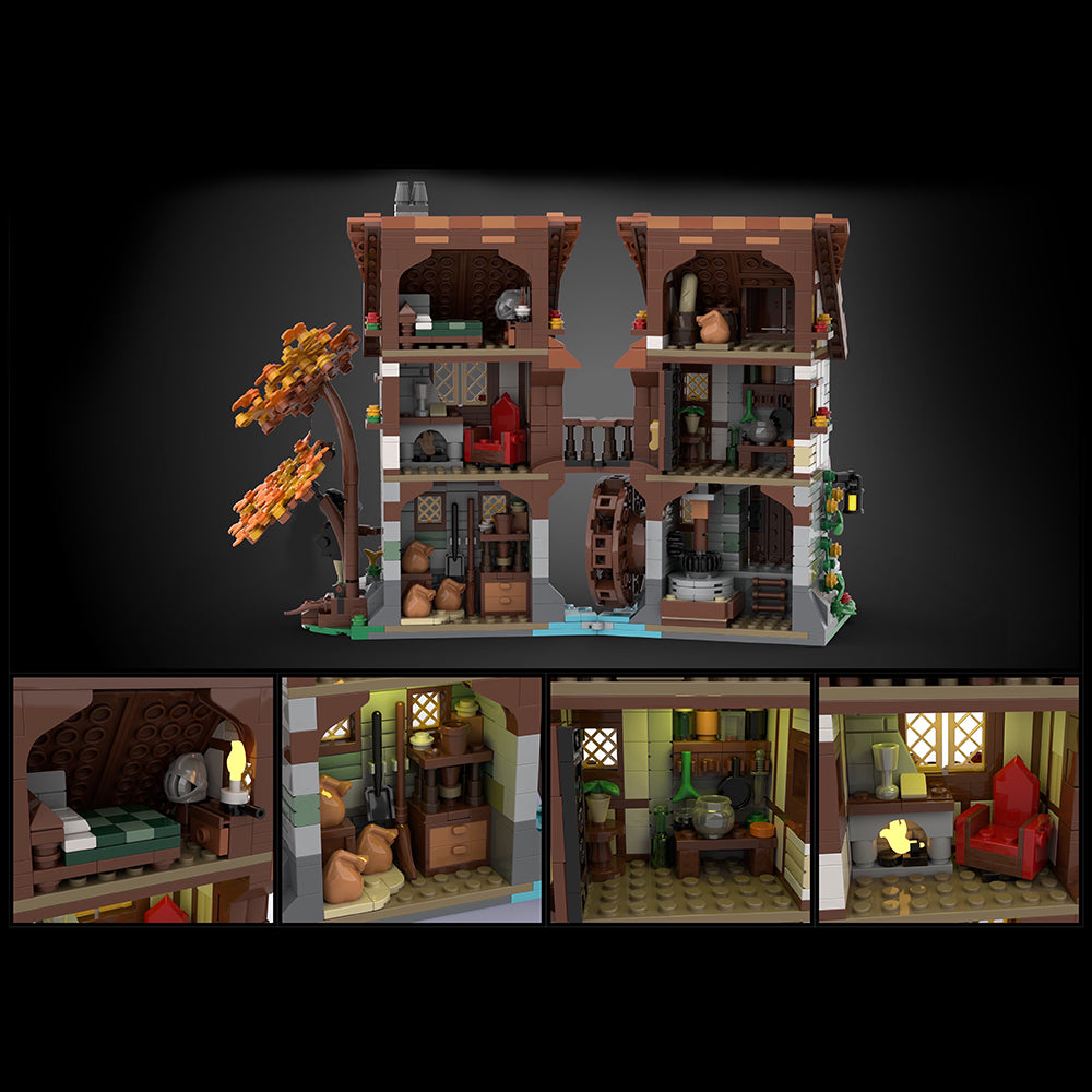 MOC-119708 Medieval Watermill building blocks series bricks set