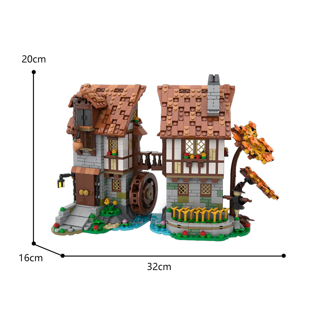MOC-119708 Medieval Watermill building blocks series bricks set