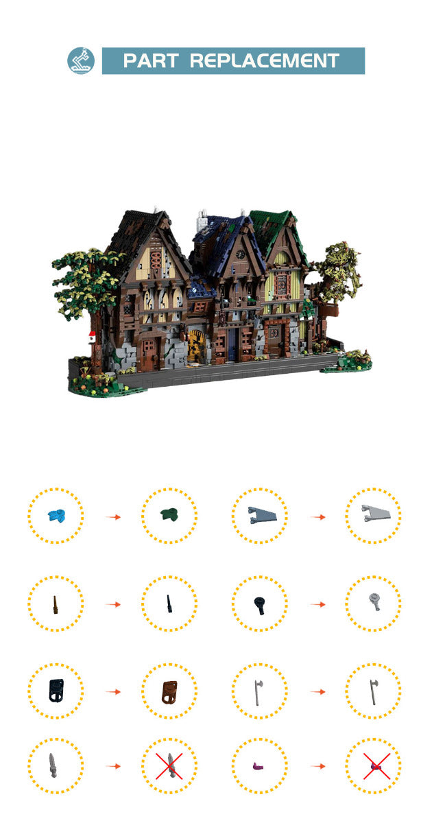 MOC-117629 Medieval Modular Street building blocks kit with compatible bricks