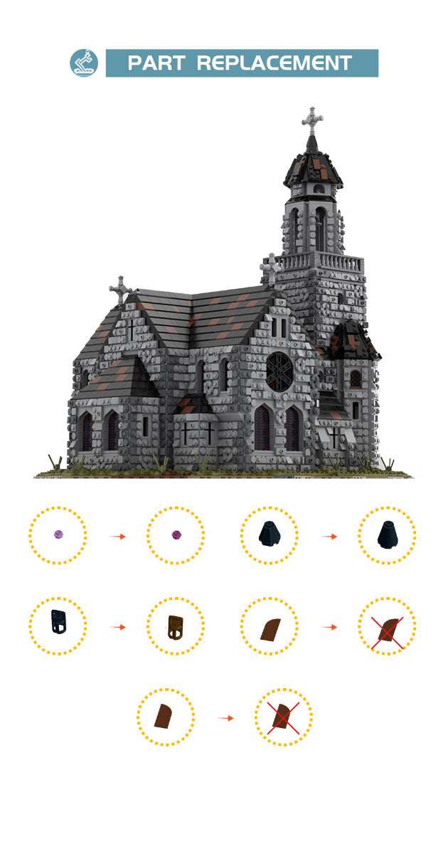 MOC-76813 Medieval Cathedral building blocks kit with compatible bricks