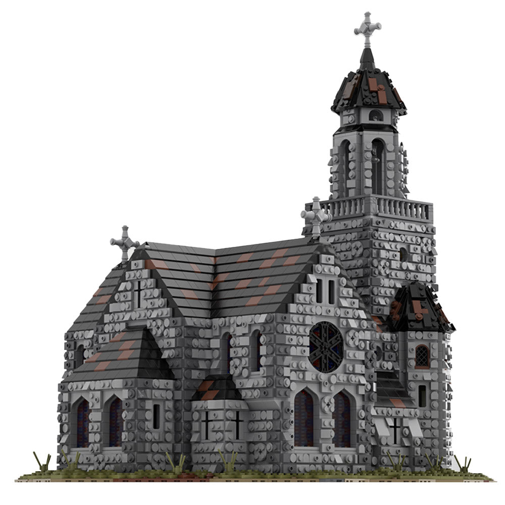 MOC-76813 Medieval Cathedral building blocks kit with compatible bricks