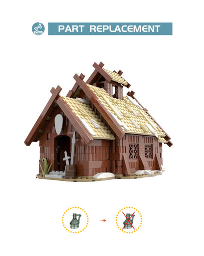 MOC-96080 Viking VillageViking Mead Hall building blocks Valheim bricks set