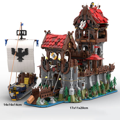 MOC-136695 Wolfpack Tower &amp; Medieval Ship - Classic Castle building blocks kit with compatible bricks