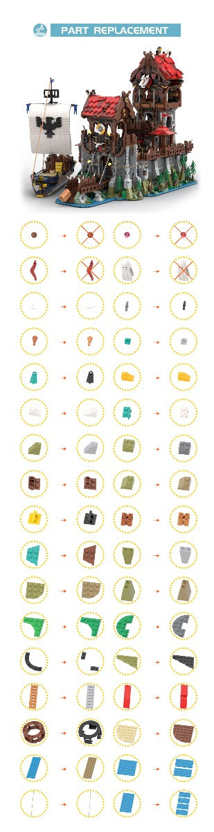 MOC-136695 Wolfpack Tower &amp; Medieval Ship - Classic Castle building blocks kit with compatible bricks