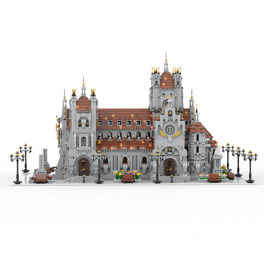 MOC Historic Church building blocks kit with compatible bricks