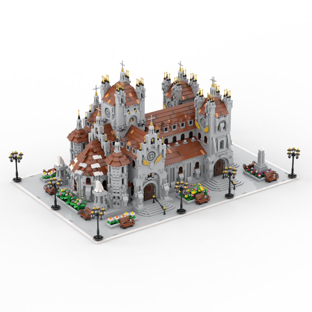 MOC Historic Church building blocks kit with compatible bricks