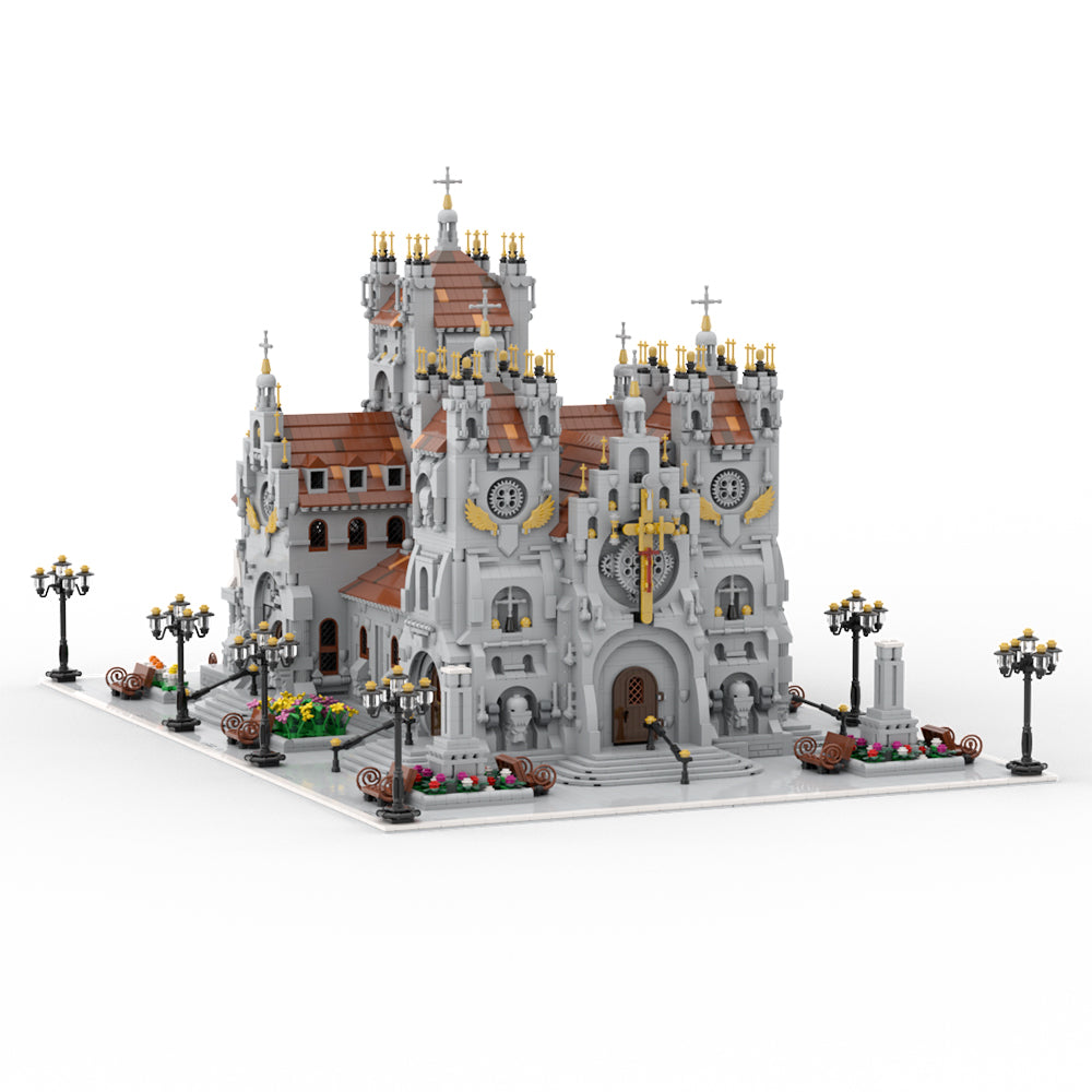 MOC Historic Church building blocks kit with compatible bricks
