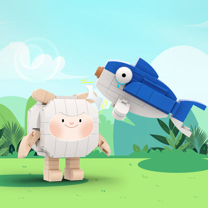 MOC Eggy party fish stick building blocks kit with compatible bricks