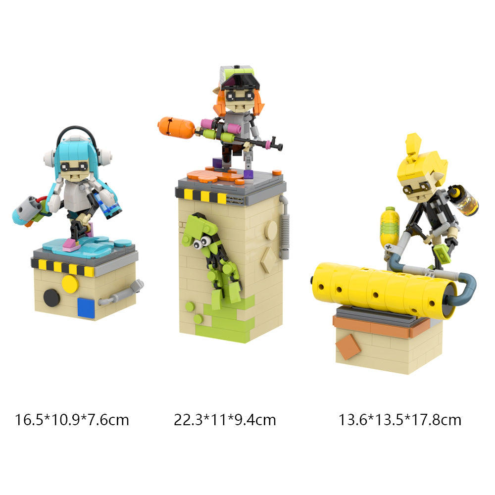 MOC Splatoon 3 Inklings set building blocks kit with compatible bricks