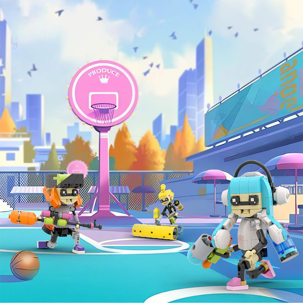 MOC Splatoon 3 Inklings set building blocks kit with compatible bricks