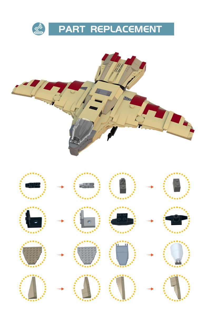 MOC-25334 Buck Rogers in the 25th Century Hawk's Fighter building blocks kit with compatible bricks