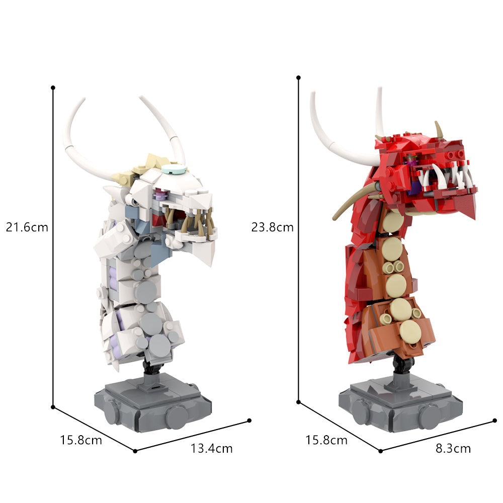 MOC Fire dragon And Ice dragon building blocks kit with compatible bricks