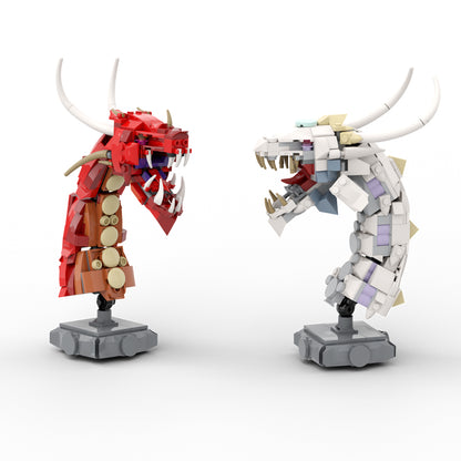 MOC Fire dragon And Ice dragon building blocks kit with compatible bricks