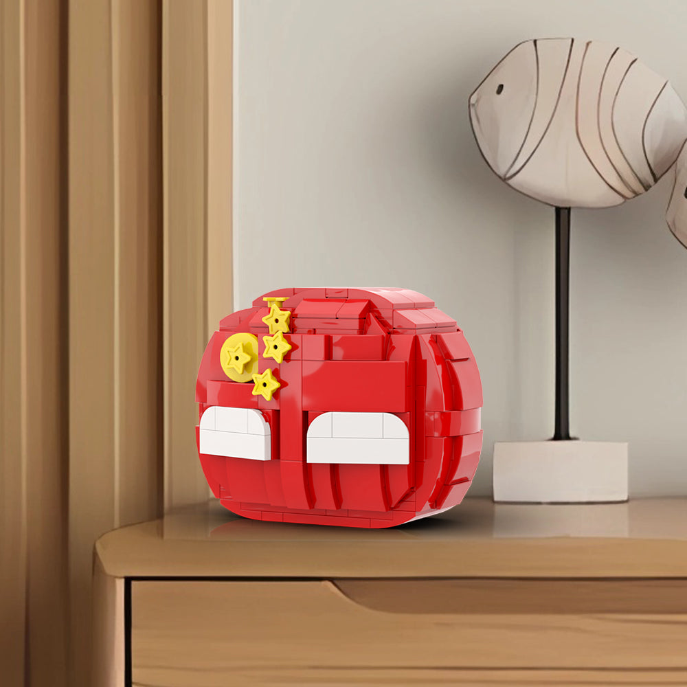 MOC Polandball building blocks kit with compatible bricks