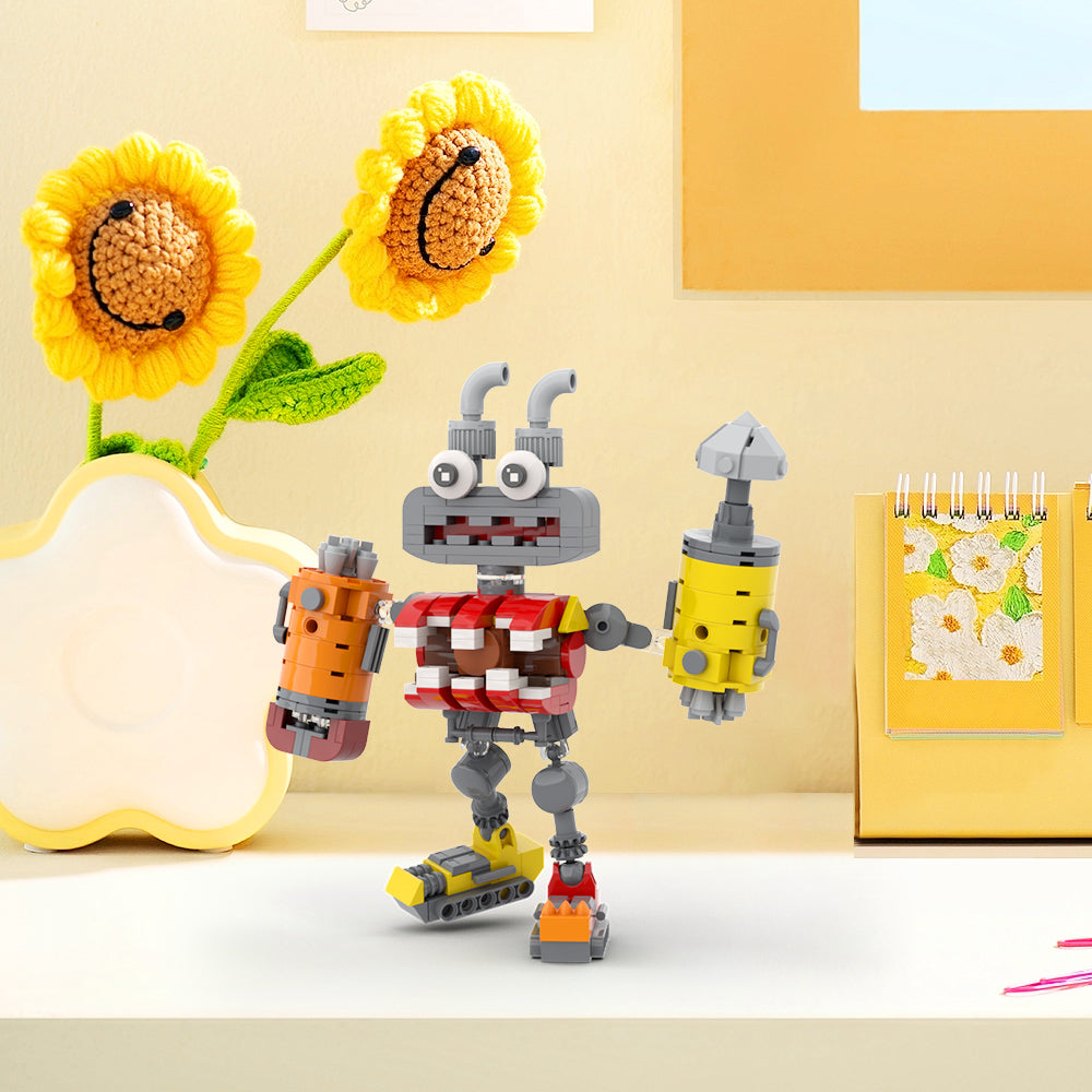 MOC My Singing Monsters Wubbox red design building blocks kit with compatible bricks