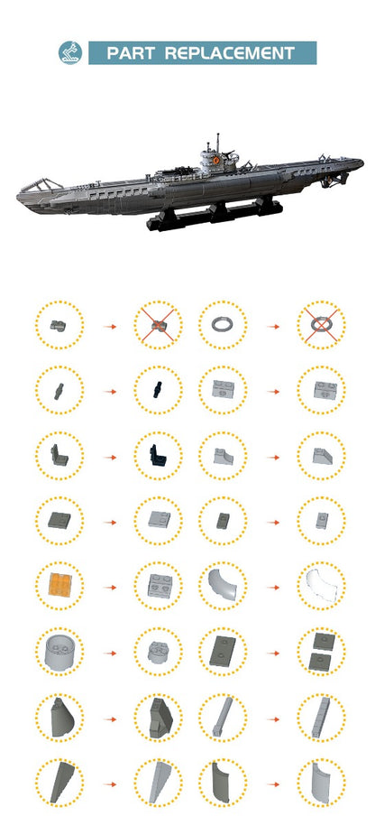 MOC-139272 U-Boat Type VIIC building blocks set with compatible bricks