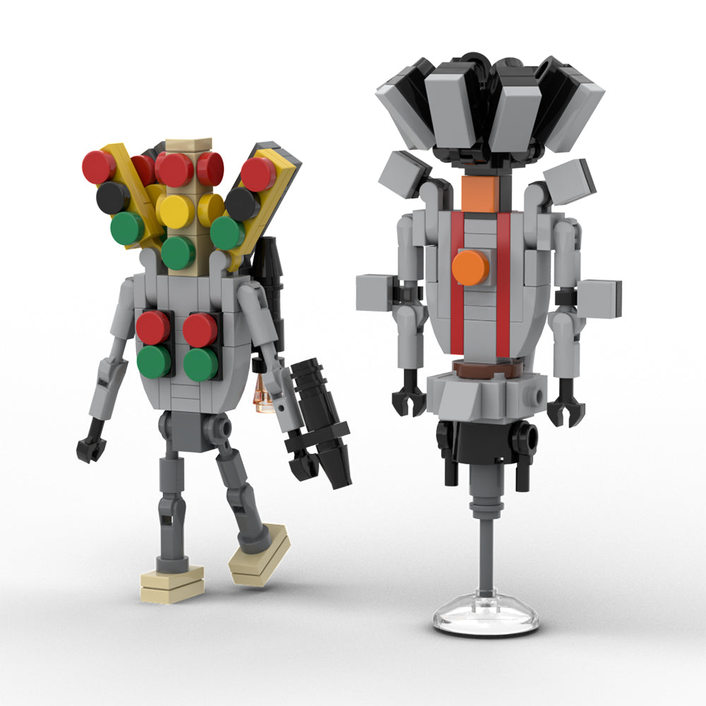 MOC Skibidi Toilet Cameraman Battle Pack building blocks set with compatible bricks