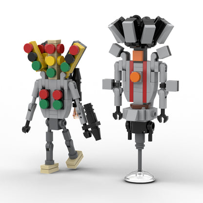 MOC Skibidi Toilet Cameraman Battle Pack building blocks set with compatible bricks