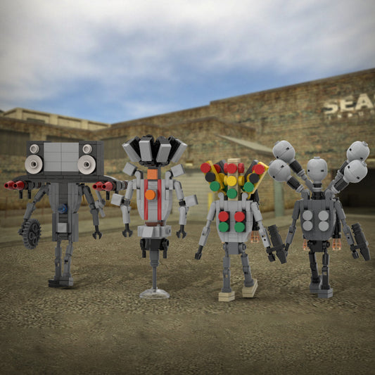 MOC Skibidi Toilet Cameraman Battle Pack building blocks set with compatible bricks