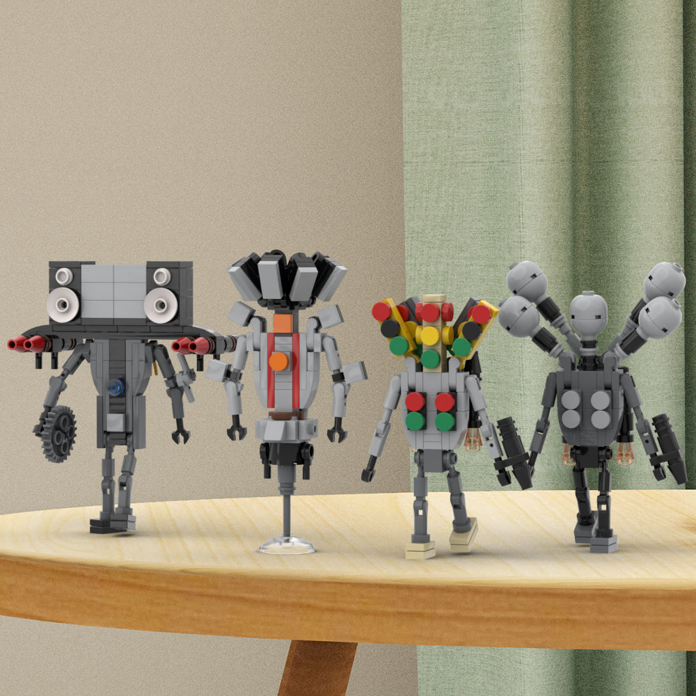 MOC Skibidi Toilet Cameraman Battle Pack building blocks set with compatible bricks