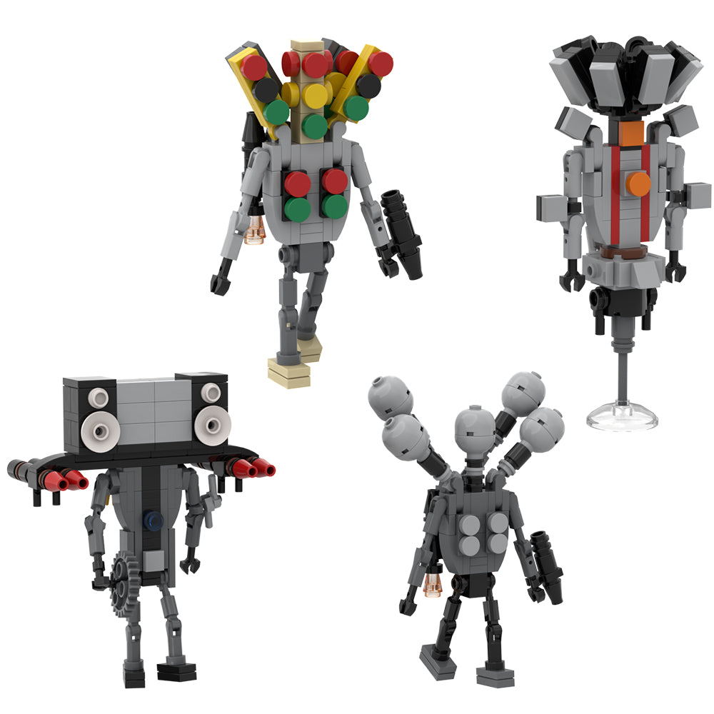 MOC Skibidi Toilet Cameraman Battle Pack building blocks set with compatible bricks