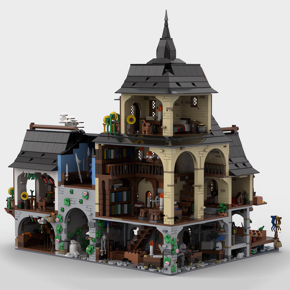 MOC-134085 Medieval Town Centre building blocks kit with compatible bricks
