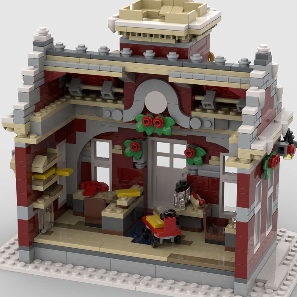 MOC-84431 Little Winter Town Hall Christmas building blocks set with compatible bricks