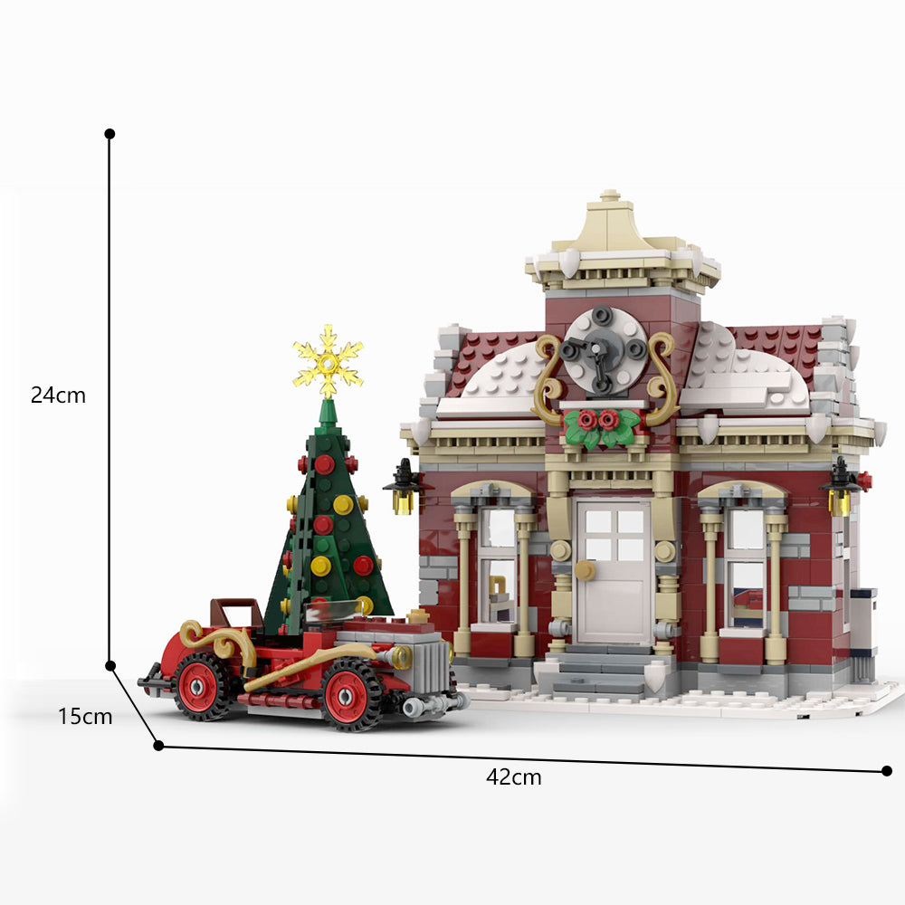MOC-84431 Little Winter Town Hall Christmas building blocks set with compatible bricks