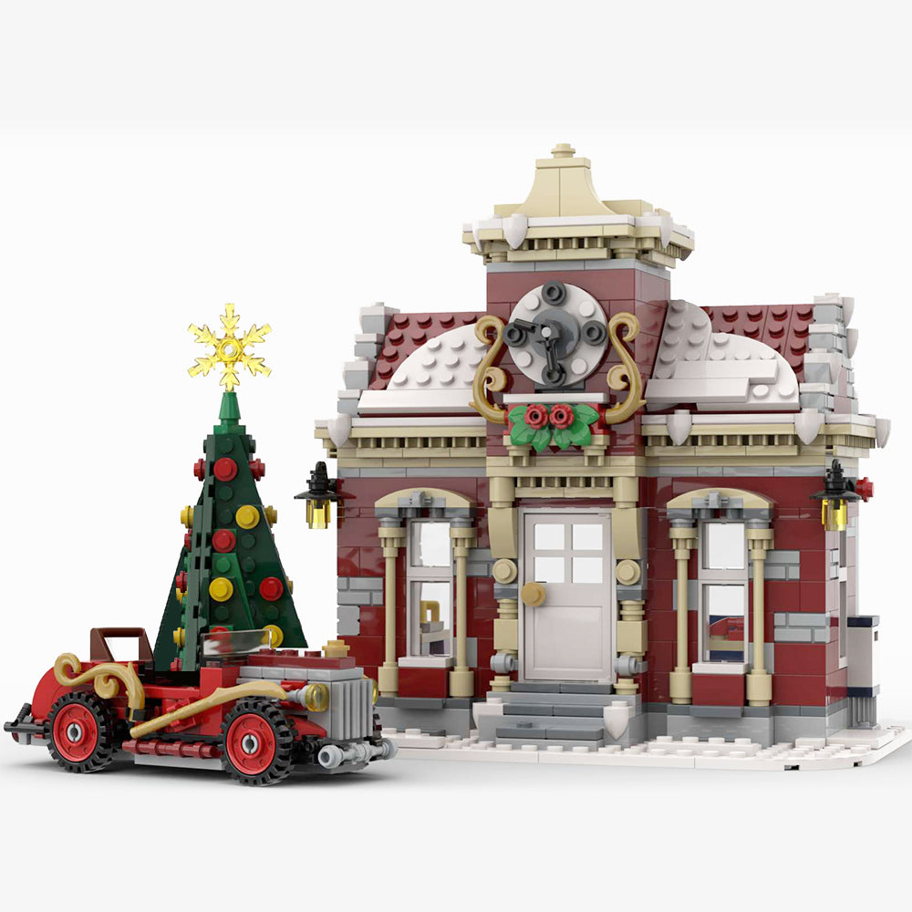 MOC-84431 Little Winter Town Hall Christmas building blocks set with compatible bricks