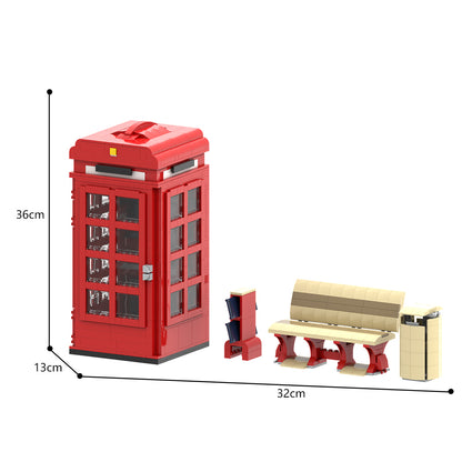 MOC-155550 London Red Telephone Box building blocks kit with compatible bricks