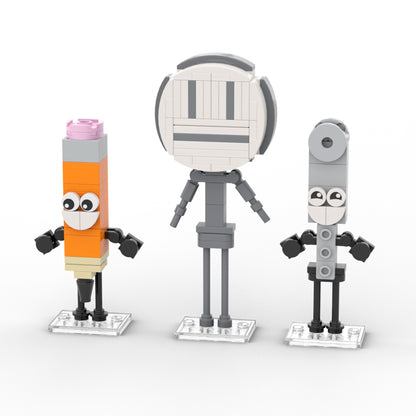 MOC  BFDI Characters: Woody, Pin, Needle, Teardrop Building Set 511 Pieces