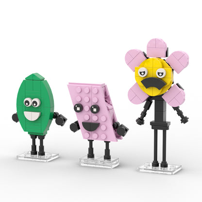 MOC  BFDI Characters: Woody, Pin, Needle, Teardrop Building Set 496 Pieces
