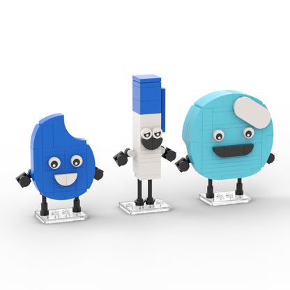 MOC  BFDI Characters: Woody, Pin, Needle, Teardrop Building Set 496 Pieces