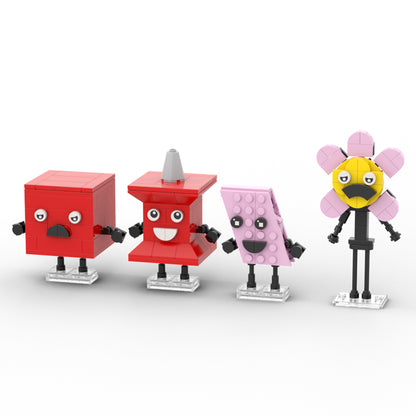 MOC  BFDI Characters: Woody, Pin, Needle, Teardrop Building Set 496 Pieces