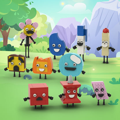 MOC  BFDI Characters: Woody, Pin, Needle, Teardrop Building Set 496 Pieces