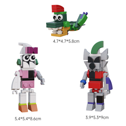 MOC FNAF shattered Glamrock Monty Montgomery Gator Glamrock Roxy Roxanne Wolf Glamrock Chica