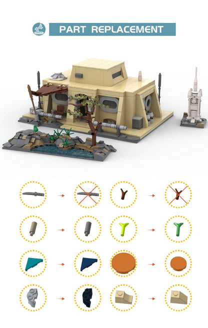 MOC-146420 The Mandalorian's Cabin building blocks kit with compatible bricks
