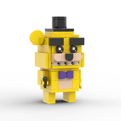 MOC FNAF Freddy Fazbear, Chica and Cupcake, Bonnie, Foxy, Golden Freddy, and Springtrap