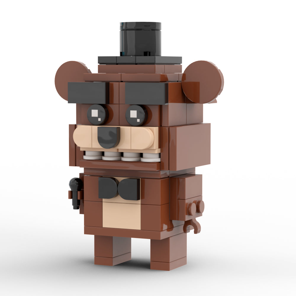 MOC FNAF Freddy Fazbear, Chica and Cupcake, Bonnie, Foxy, Golden Freddy, and Springtrap