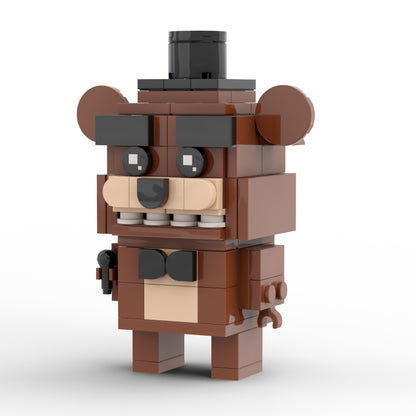 MOC FNAF Freddy Fazbear, Chica and Cupcake, Bonnie, Foxy, Golden Freddy, and Springtrap