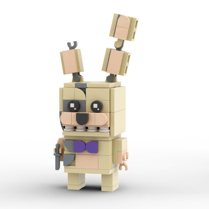 MOC FNAF Freddy Fazbear, Chica and Cupcake, Bonnie, Foxy, Golden Freddy, and Springtrap