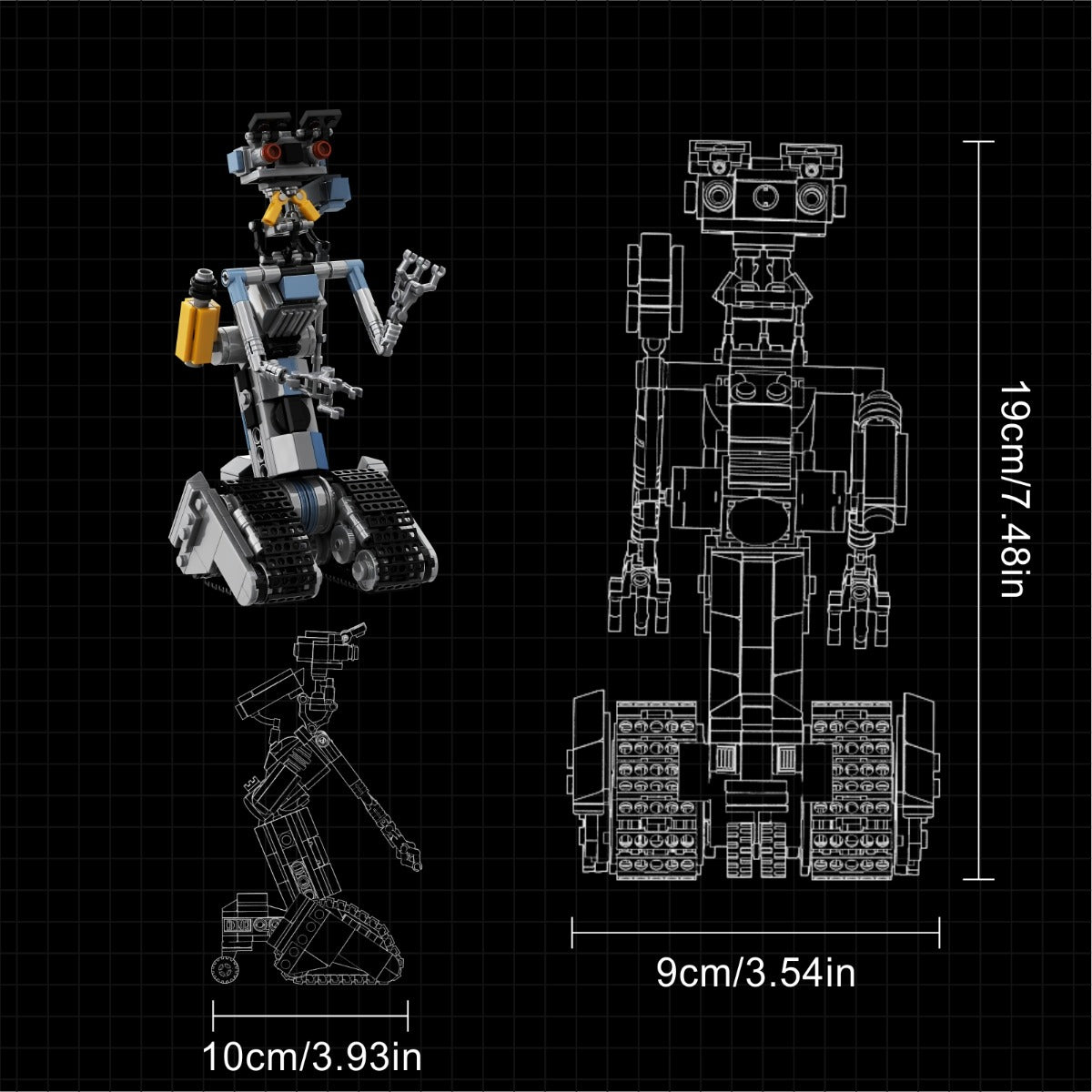 Johnny 5 Robot Building Block Set, Short Open Circuit Johnny Five Robot MOC