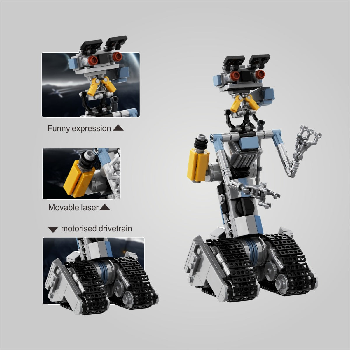 Johnny 5 Robot Building Block Set, Short Open Circuit Johnny Five Robot MOC