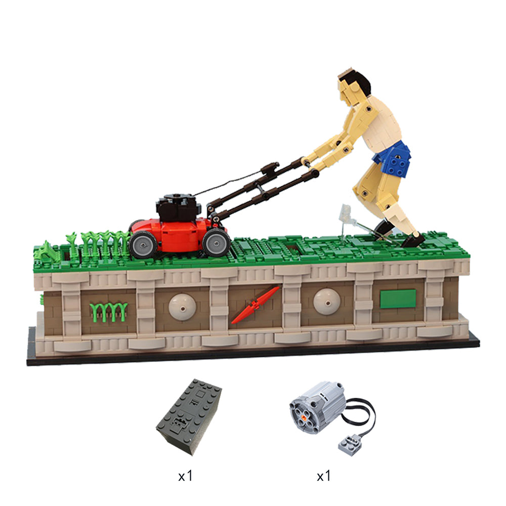 MOC-10820 Lawn Mower Man with power function building blocks kit with compatible bricks